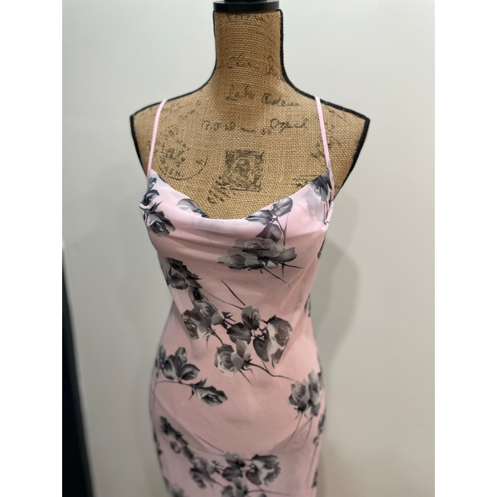 VTG Sheer Floral Cowl neck Chemise Slip Dress M Romantic Fairy Coquette Y2K - Picture 3 of 10